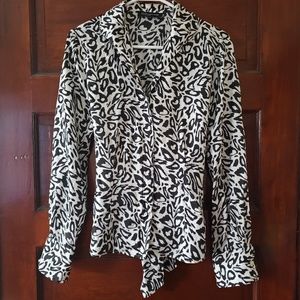 Jones New York black and white leopard print Blous